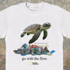 National Geographic Sea Turtle Graphic Tee “Go With The Flow” Nature T-Shirt